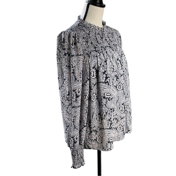 Cinq á Sept Stephanie Paisley Smocked Blouse sze M - Picture 13 of 16